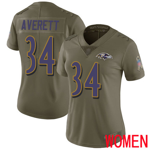 Baltimore Ravens Limited Olive Women Anthony Averett Jersey NFL Football #34 2017 Salute to Service->women nfl jersey->Women Jersey